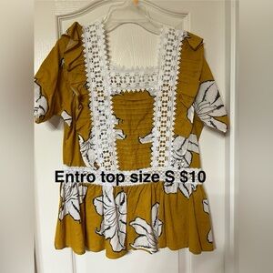 Entro Yellow Floral Lace Blouse